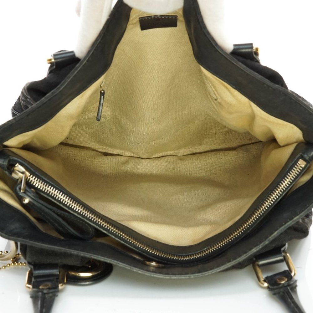 Auth Gucci Gg Tote Bag Black Canvas #16019G13 - Picture 7 of 13